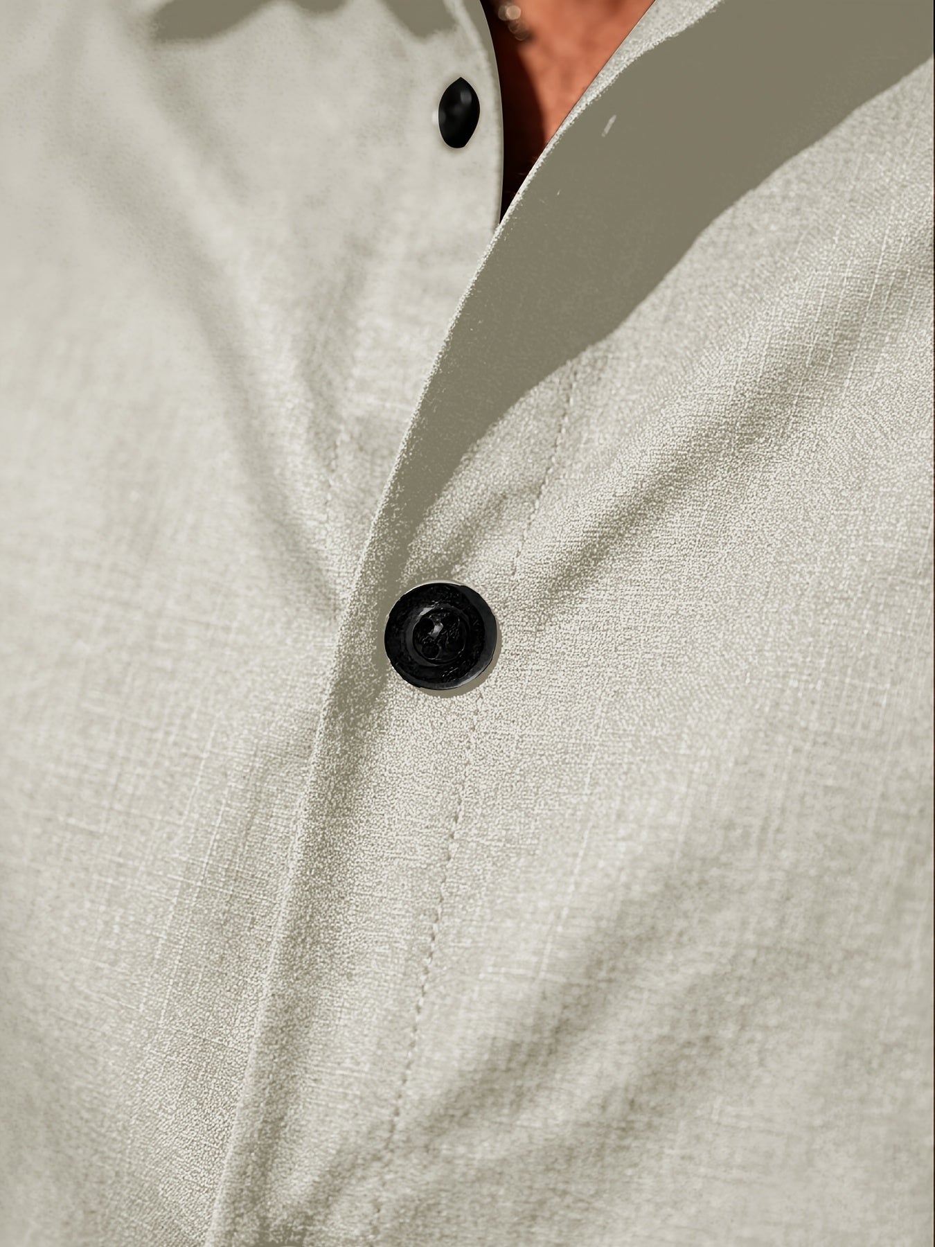 Men's Casual Linen Suit Set Short Sleeve Lapel Shirt & Drawstring Shor
