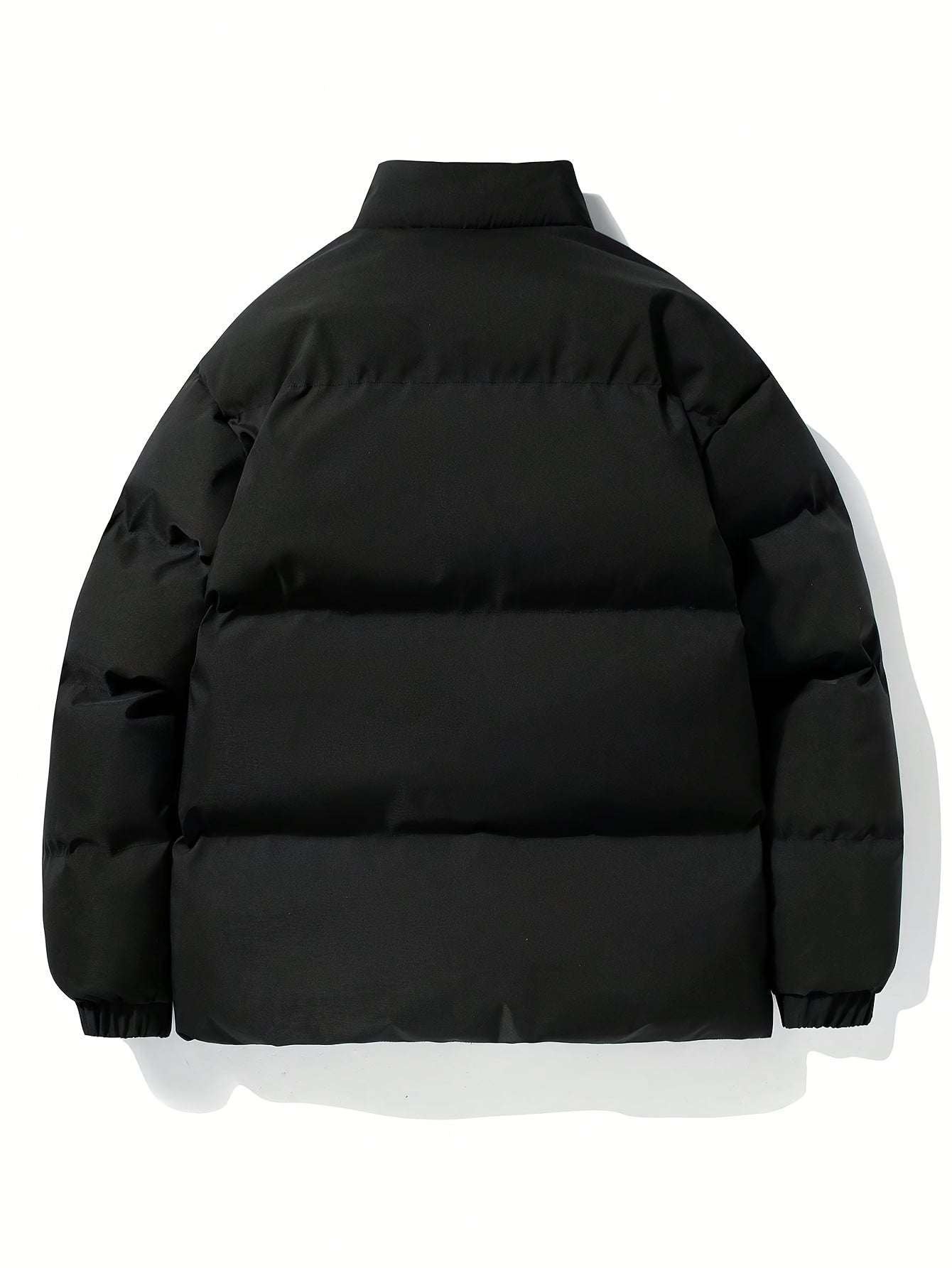Yilong OBM Men's 2025 Fleece-Lined Winter Coat - Stand Collar Padded Insulation, Machine Washable Polyester, Solid Color Casual Jacket with Zipper Closure for Cold Weather, Winter Jacket, Outdoor Clothing, Minimalist Design,