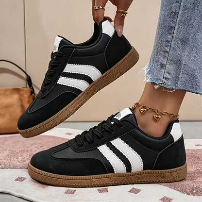 Women's Retro Low-Top Lace-Up Sneakers with TPR Sole