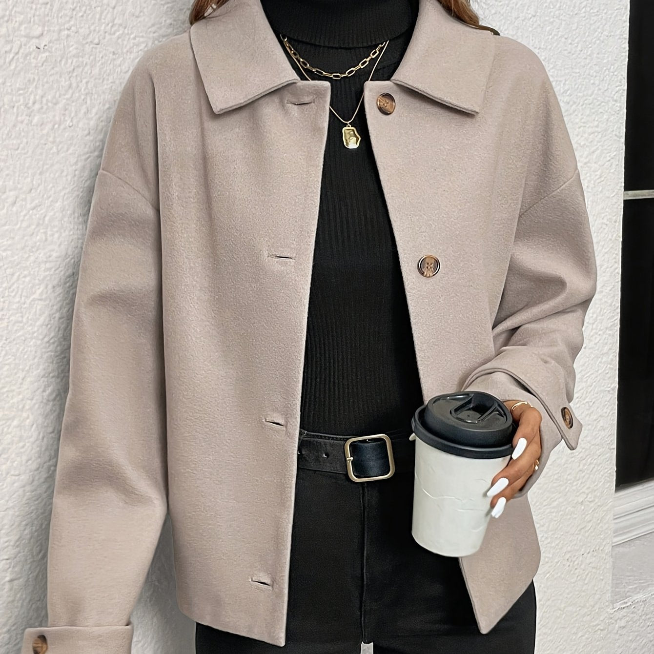 Women'S Burgundy Coat - Structured H-Silhouette Blazer, Button-Front Closure, Non-Stretch Fabric for Fall/Winter, Office, Party, Everyday Outfits - Chic Outerwear Jacket, Party Attire, Asymmetric Hemline, Elegant Design