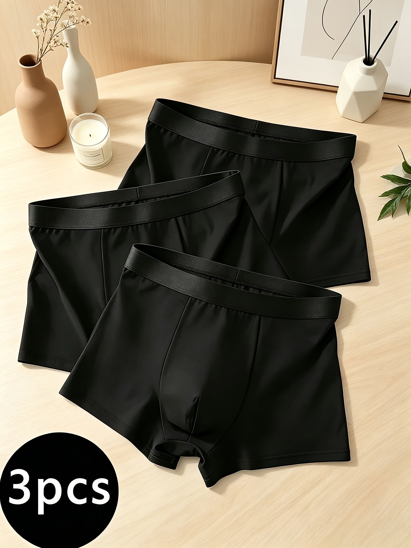 Men's Casual Solid Color Stretchy Breathable Shortie Underwear