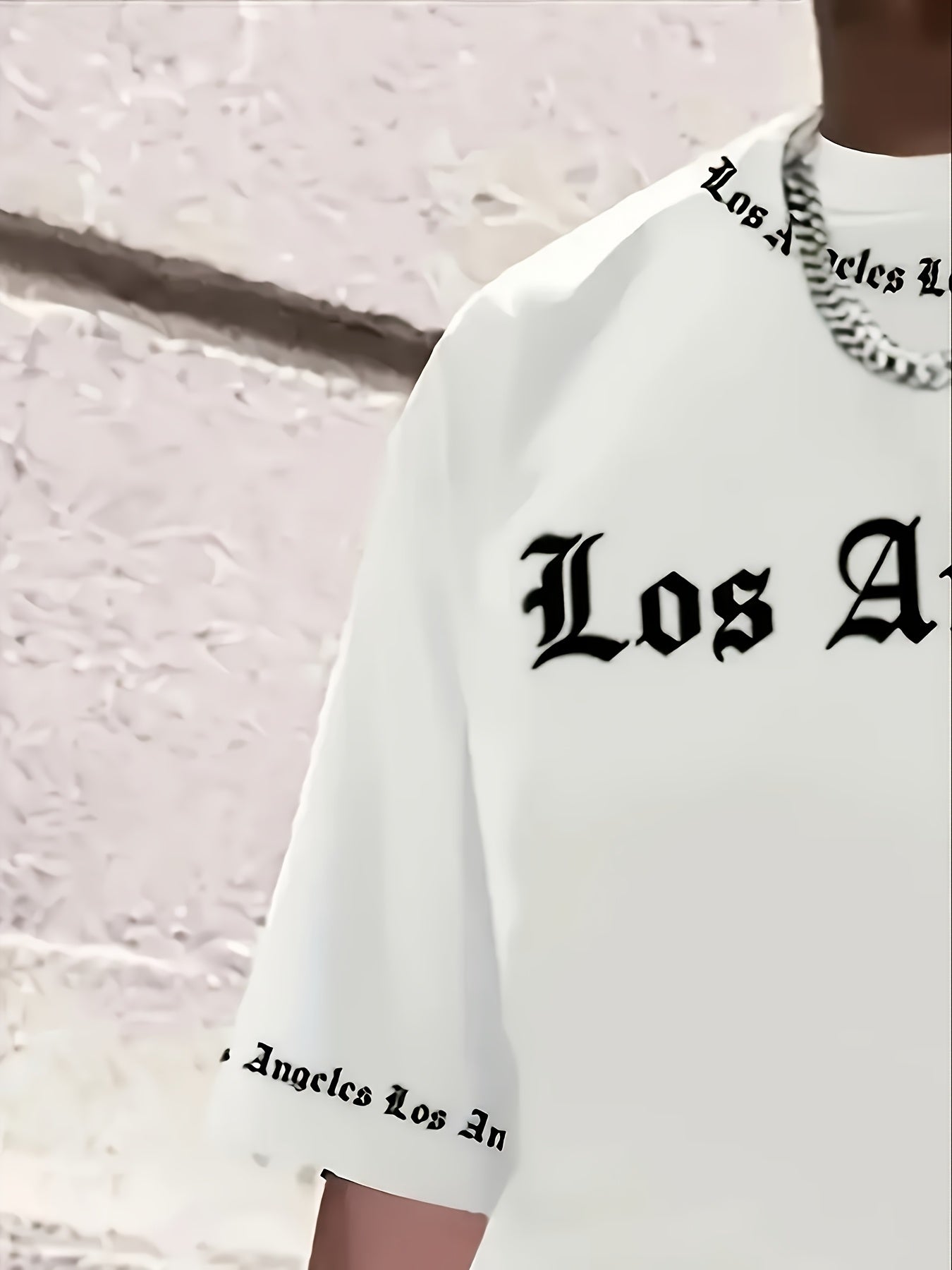 Los Angeles English Pattern Men's Short Sleeve Shirt + Casual Sport Set, Breathable Soft Summer Outfit with Pocketed Shirt and Drawstring Shorts