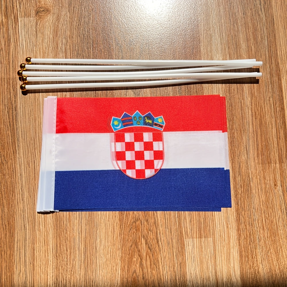 Croatian Handheld Polyester Flag 14x21cm for Events