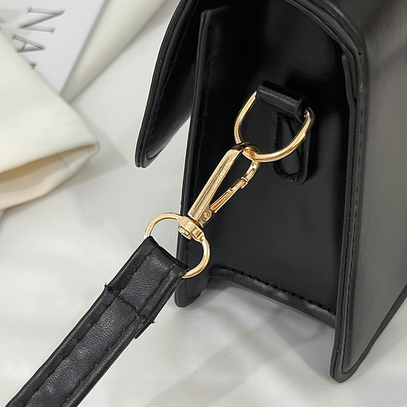 Fresh and trendy small square bag, one shoulder crossbody bag, youthful and sweet style, magnetic buckle closure bag, solid color, internet famous and popular bag