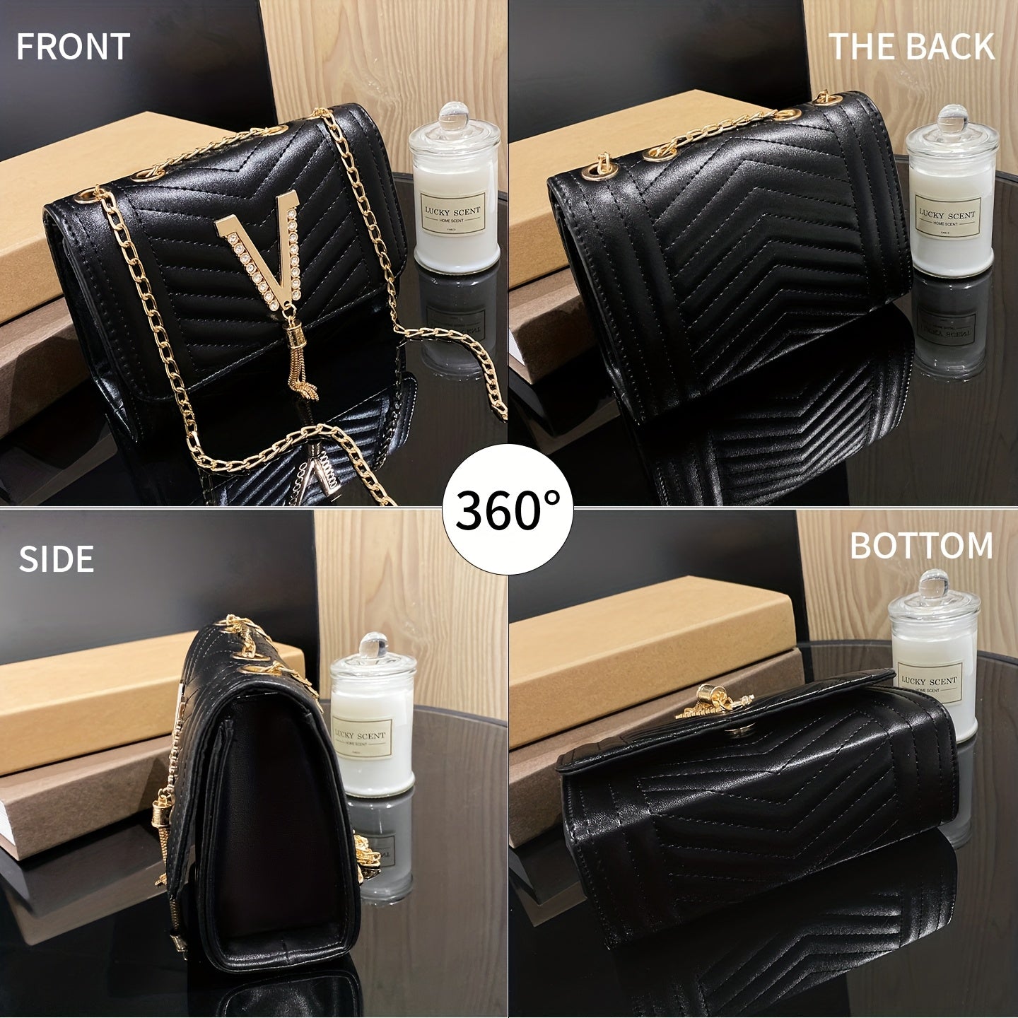 Women's Crossbody Bag, Quilted Purse with Sparkling Rhinestones in for Daily Casual Use