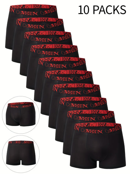 Men's 10-Pack Breathable Boxer Briefs with Stretch Fabric