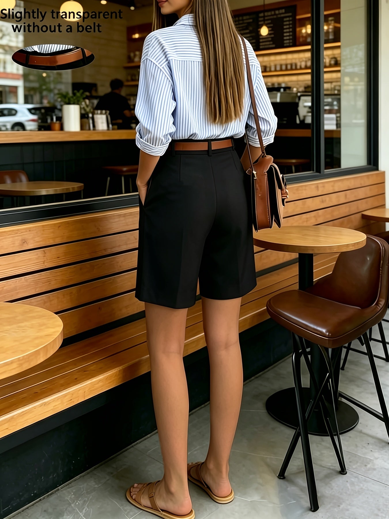 Women's Elegant High-Waist Bermuda Shorts for Office & Daily Wear