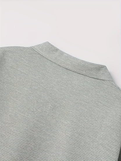 Men's Spring Waffle Knit Sportswear Set, European and American Style Casual Outfit