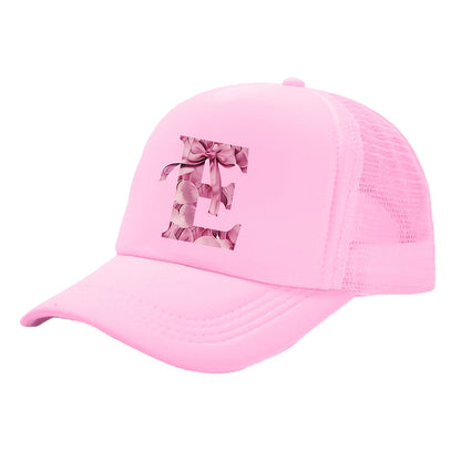 Kids Pink Mesh Bowknot Baseball Cap Breathable Lightweight