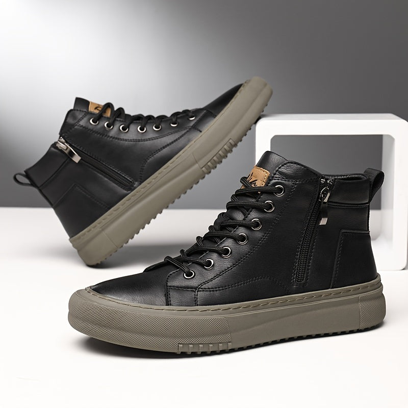 Men's British Style Retro Short Boots with Side Zipper