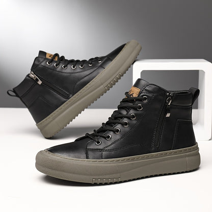 Men's British Style Retro Short Boots with Side Zipper