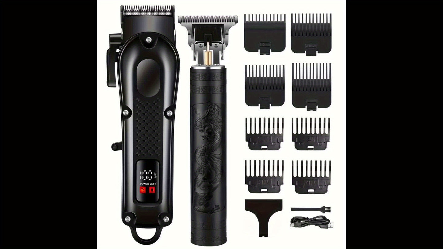 Men'S 2-in-1 Electric Shaver and Hair Clipper with USB Charging, Beard Trimmer, 8 Limit Combs, T-Blade Design, ABS Body, Ideal for Daily Grooming and Gifts - ayq