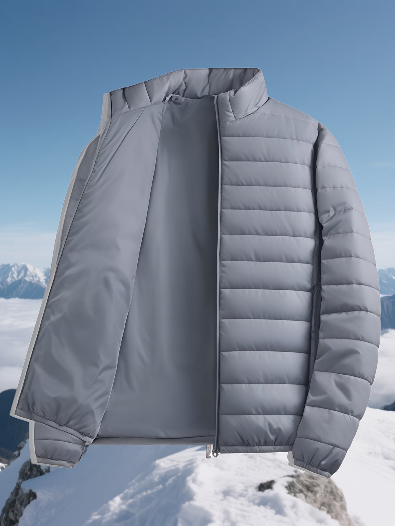 Men's Padded Coat - Men's Autumn/Winter Warm Outerwear - Men's Top - Men's Stand Collar Jacket - Men's Coat Jacket - Men's Warm Coat - Men's Overcoat - Men's Clothing - Men's Cold-Proof Coat - Autumn/Winter Coat, Solid Color,