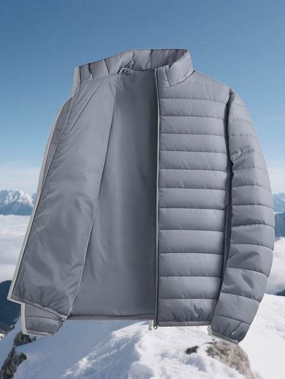 Men's Padded Coat - Men's Autumn/Winter Warm Outerwear - Men's Top - Men's Stand Collar Jacket - Men's Coat Jacket - Men's Warm Coat - Men's Overcoat - Men's Clothing - Men's Cold-Proof Coat - Autumn/Winter Coat, Solid Color,