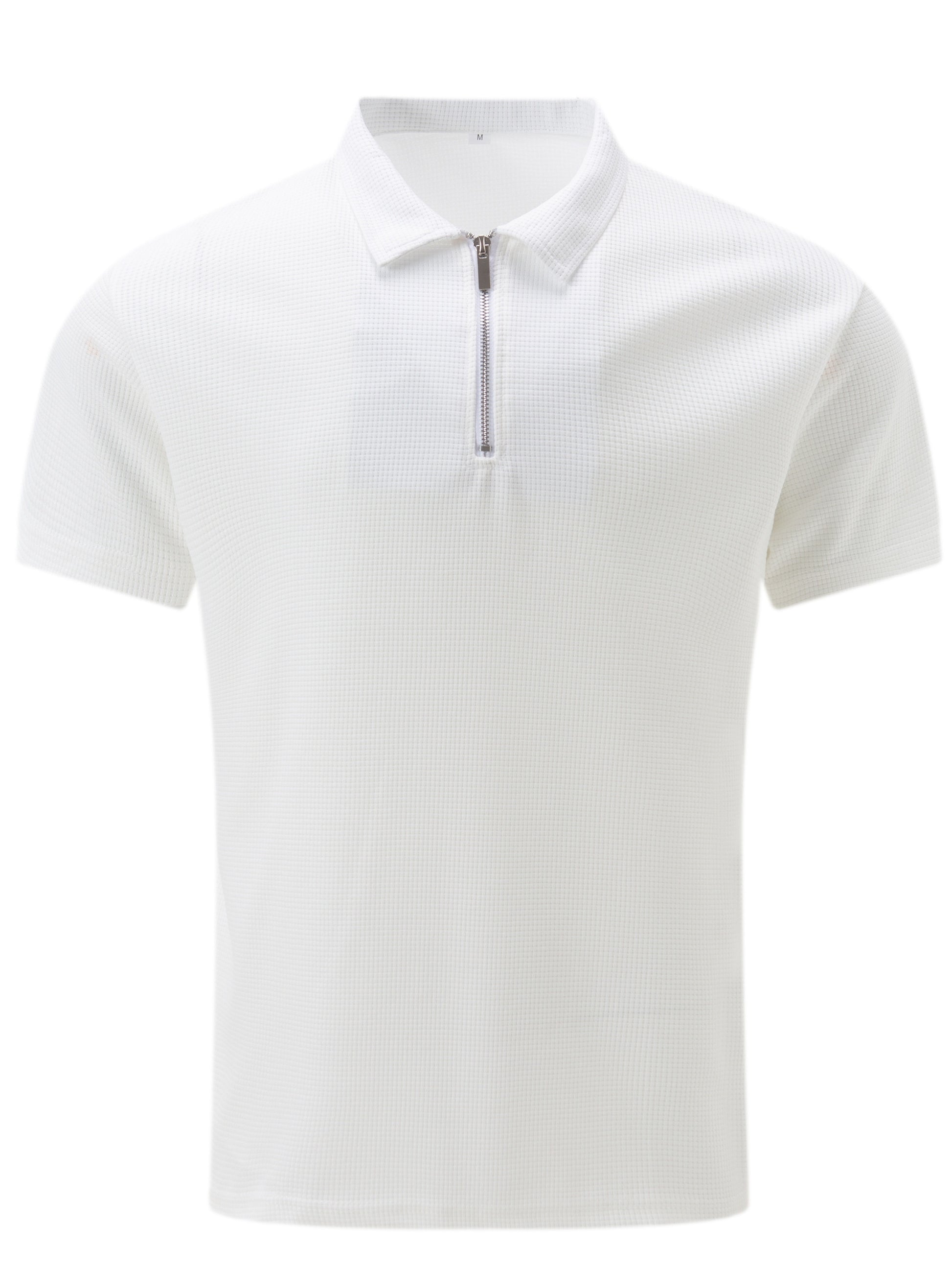 Men's Solid Short Sleeve Zipper Shirt, Casual Male Shirt For Summer Outdoor, Gift For Men - ayq