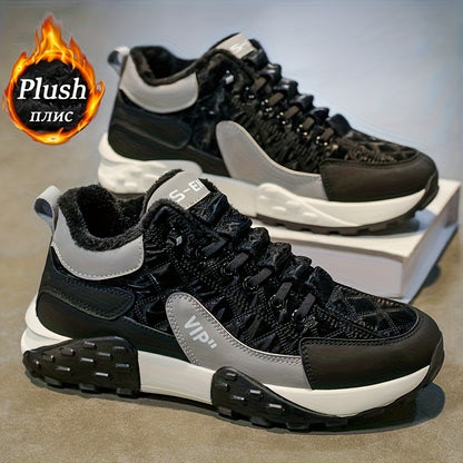 Men'S Stylish Winter Sports Shoes - in And Navy Blue, Featuring Lace-Up Ankle Boots, Thick PVC Soles, Upper Material, Breathable Fabric Lining, Perfect for Casual Wear Throughout The Seasons, Ideal Winter Boots for Men, Fashi