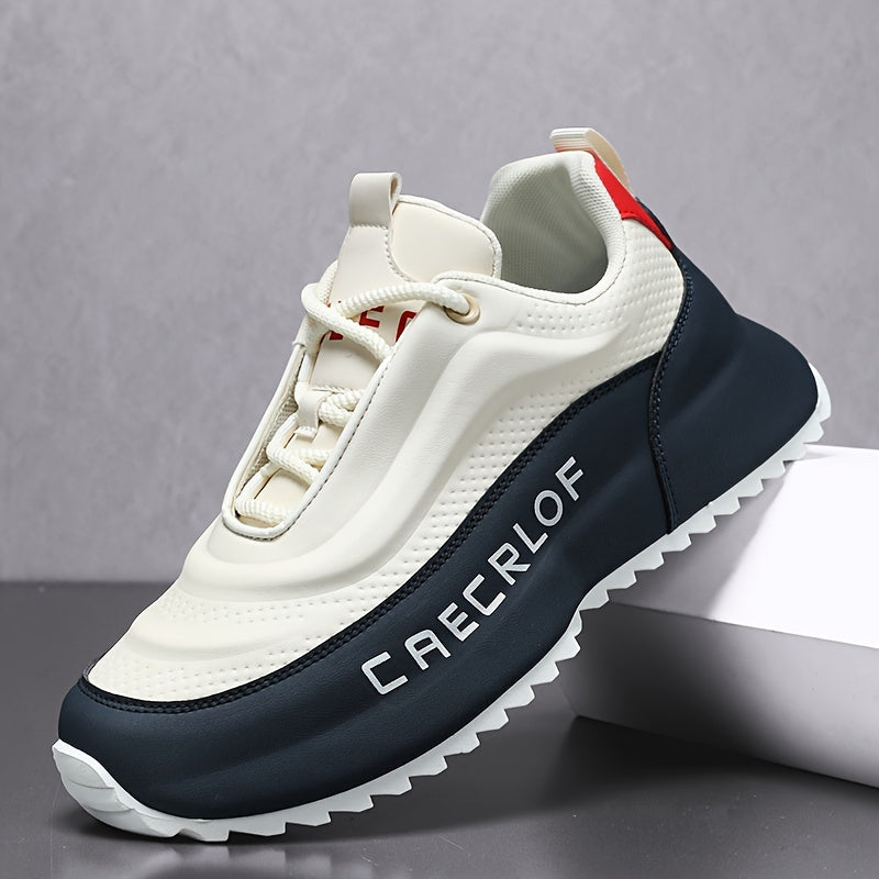 Men's Casual Lace-Up Basketball Shoes, Classic White and Blue Contrast Sneakers, Offering a Breathable, Lightweight, and Comfortable Feel with Shock Absorption and Wear Resistance. Suitable for All-season Casual and Daily Spo - ayq