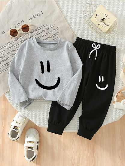 Boys' Casual Cotton Long Sleeve Top & Pants Set for Spring/Fall