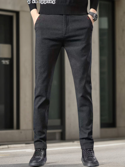 Men's Slim-Fit Wrinkle-Resistant Business Casual Pants - Dark Gray