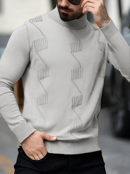 Men's Autumn/Winter High-Neck Sweater, Men's Winter High-Neck Pullover Knit Sweater, Men's Winter Clothing, Men's Sweater, Christmas Sweater, Men's Christmas Sweater, Winter Men's Apparel, New Year's Apparel, Men's Christmas