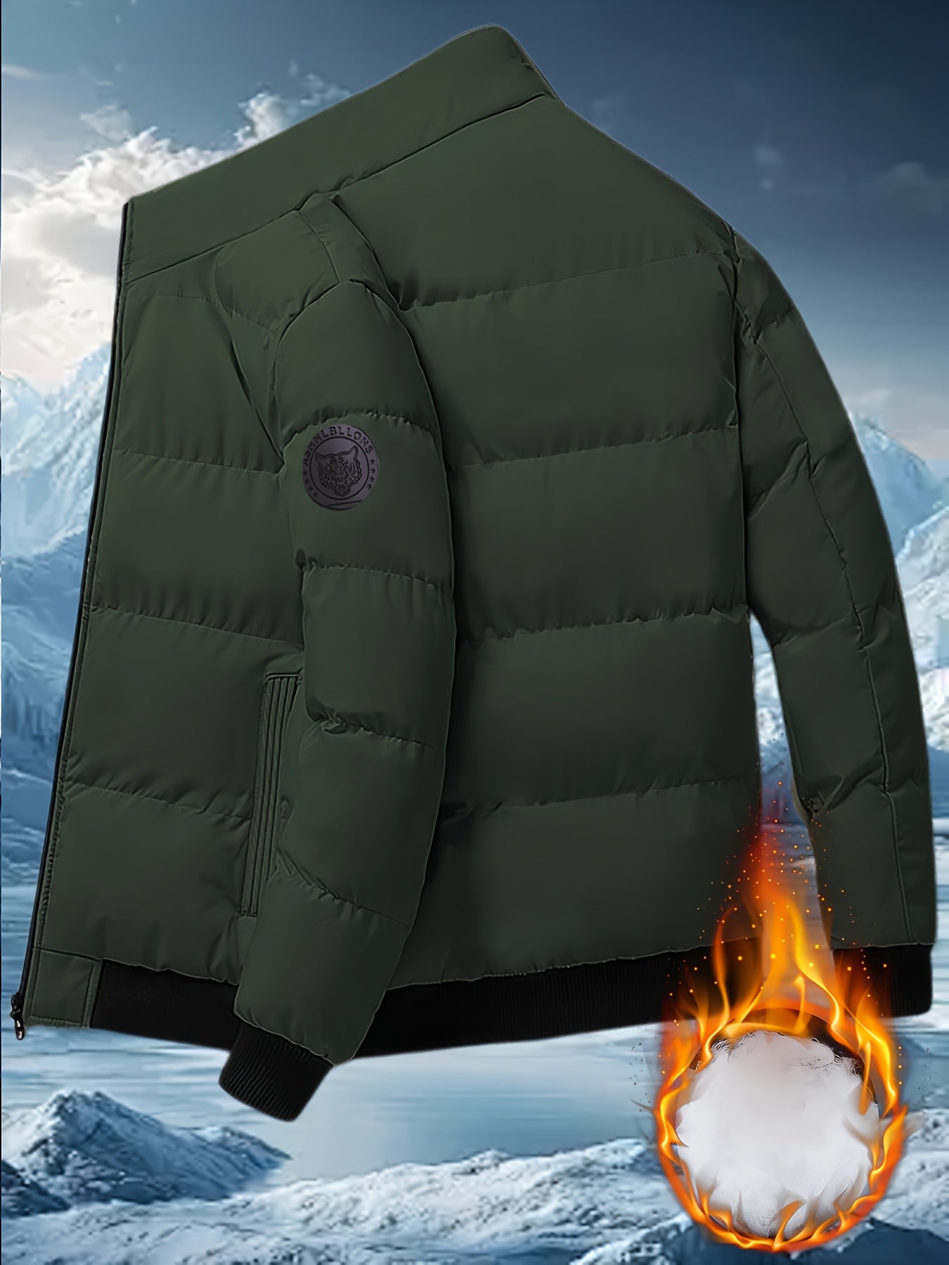 Men'S Stylish Tiger Head Jacket - Black, Red & White, Zip-Up, Stand Collar, Polyester, Casual Outdoor Wear, Casual Winter Wear | Stylish Jacket | Zippered Jacket