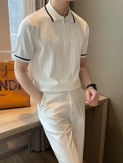 Men's Short Sleeve Knit Polo Shirt Casual Summer Top
