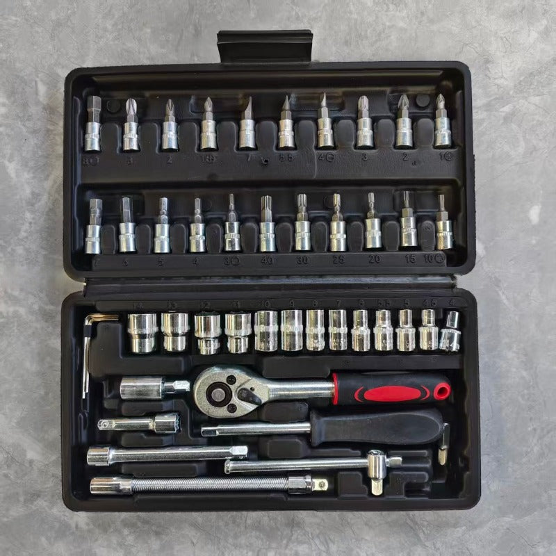 Repair Wrench Set, Ratchet Wrench Set, Socket Wrench Set, Designed for Various Environments Including Automotive Repair and Home Decoration, with Storage Box. 27-GJX