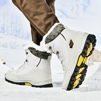 Men's & Women's Winter Snow Boots with Plush Lining & Slip-Resistant Rubber Sole - High-Ankle Lace-Up PU Shell, Insulated Cold-Weather Traction for Hiking, Hunting, Outdoor Activities - Unisex Heavy-Duty Round-Toe Boots for M