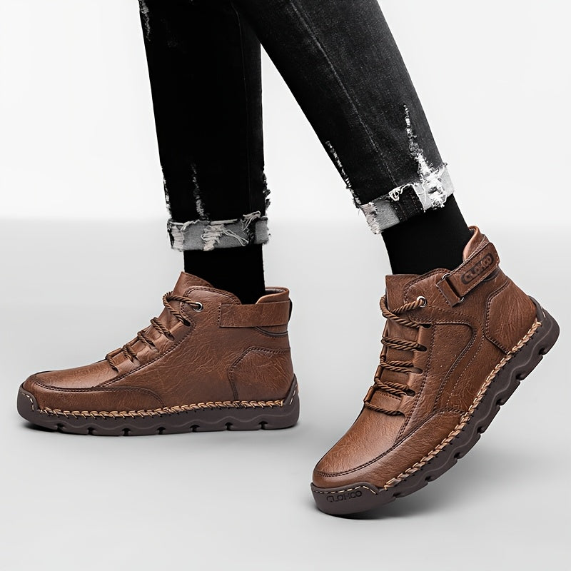Men's Business Casual High-Top Boots with Rubber Sole
