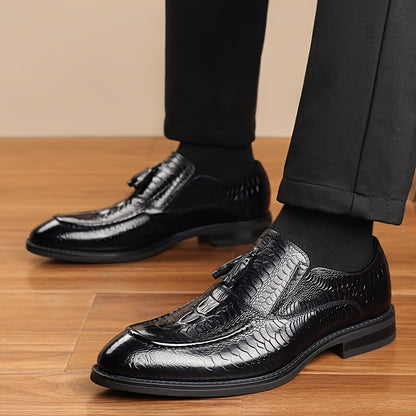 Men's Business Slip-On Cowhide Leather Dress Shoes, All-Season