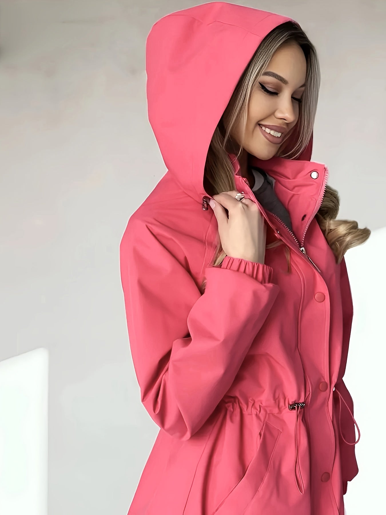 Autumn and Winter Women's Fashion Solid Color Windbreaker Jacket