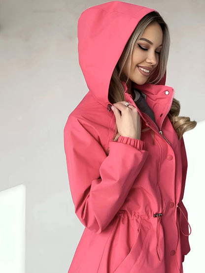 Autumn and Winter Women's Fashion Solid Color Windbreaker Jacket