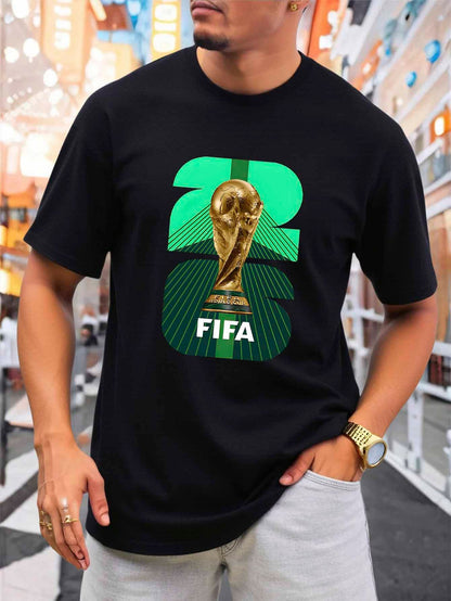 Men's FIFA 2026 Trophy Graphic Mesh T-Shirt - Breathable Summer Tee
