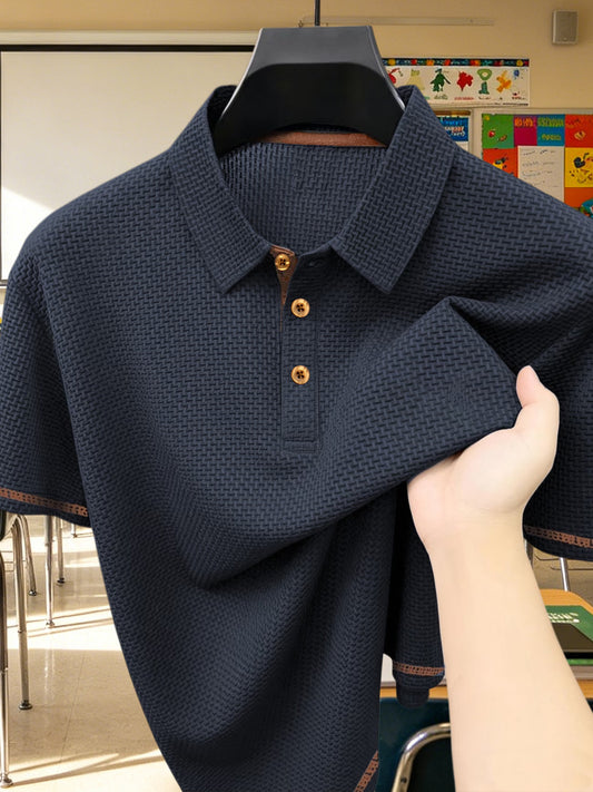 Youth Polo Shirt for Boys, Breathable Summer Top with Geometric Patter