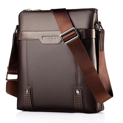 WEIXIER Men's Fashion Crossbody Bag - Adjustable Strap, Faux Leather, Deep Brown   Casual Street Style Shoulder Bag for Outings