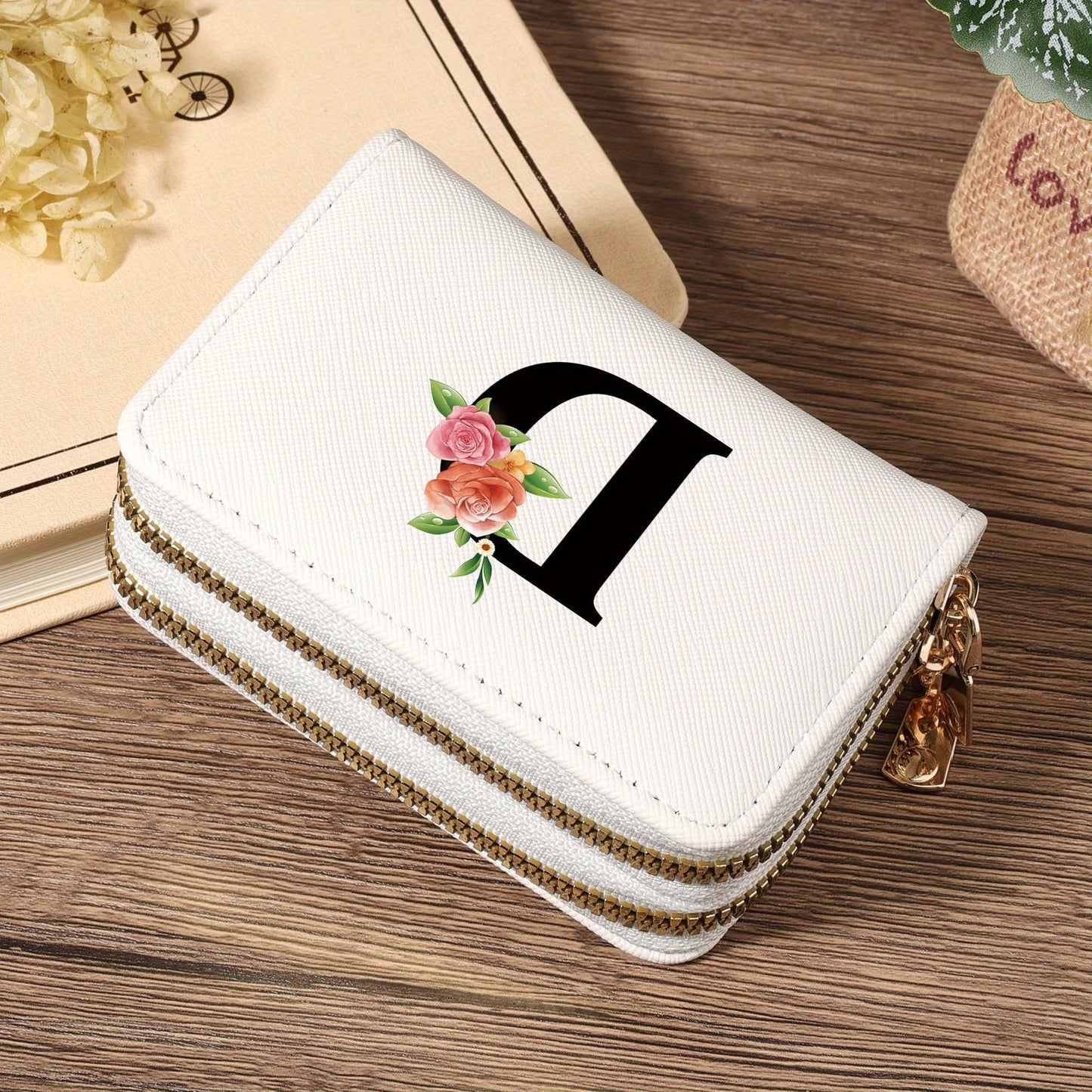 Women's Lightweight Wallet - Compact Zipper Purse with Multiple Card Slots & Coin Pocket, Elegant Monogram Initials, Secure Closure for Everyday, Travel, Gift - Women's Credit Card Organizer, Everyday Carry Purse, Stylish Ini