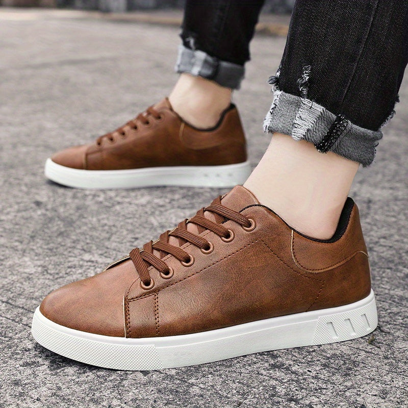 Men's Fashion Skateboard Sneakers - Comfortable Non-Slip Lace-Up Casual Shoes, Suitable for Outdoor Activities, All-Season Wear - ayq