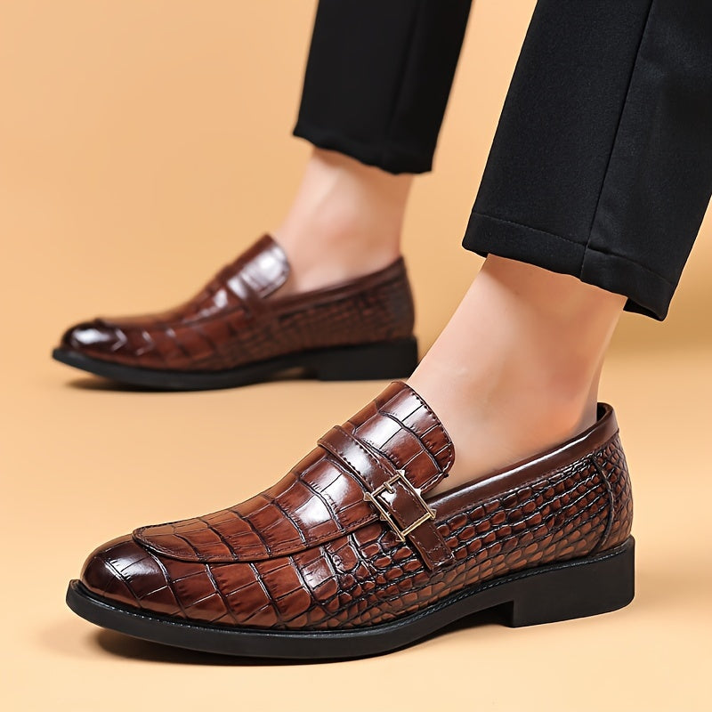 Men's Business Casual Oxford Shoes with Crocodile Pattern