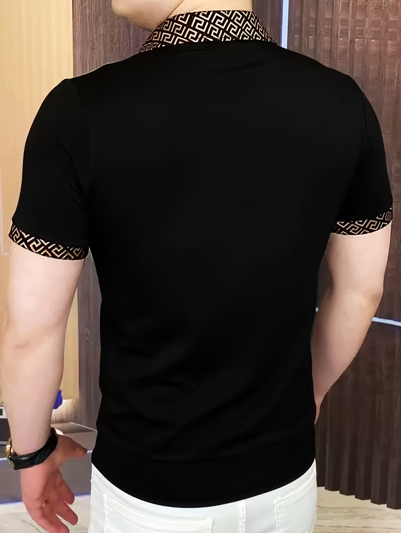 Men's Fashion Short Sleeve Shirt, Summer Trendy Casual High-End Business Collared T-Shirt, Versatile Light Luxury Embroidered Stretch Top, In Stock - ayq