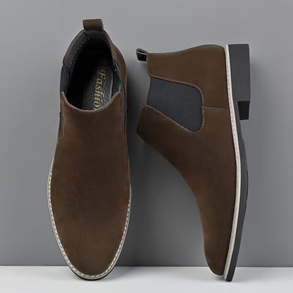 Men's Business Chelsea Boots Pointed Toe Slip-On Ankle Shoes