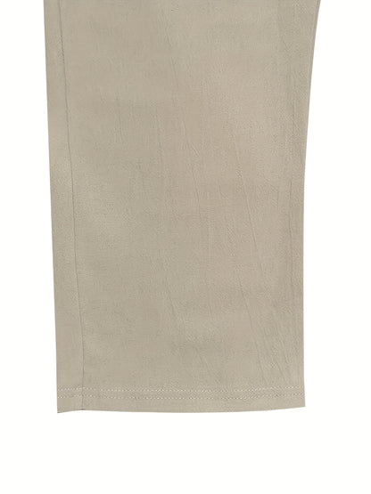 Men'S Casual Linen Drawstring Pants - Comfortable Straight Fit, Lightweight & Breathable for Beach & Outdoor Activities, Beach Casual Wear|Straight Fit Pants|Lightweight Fabric