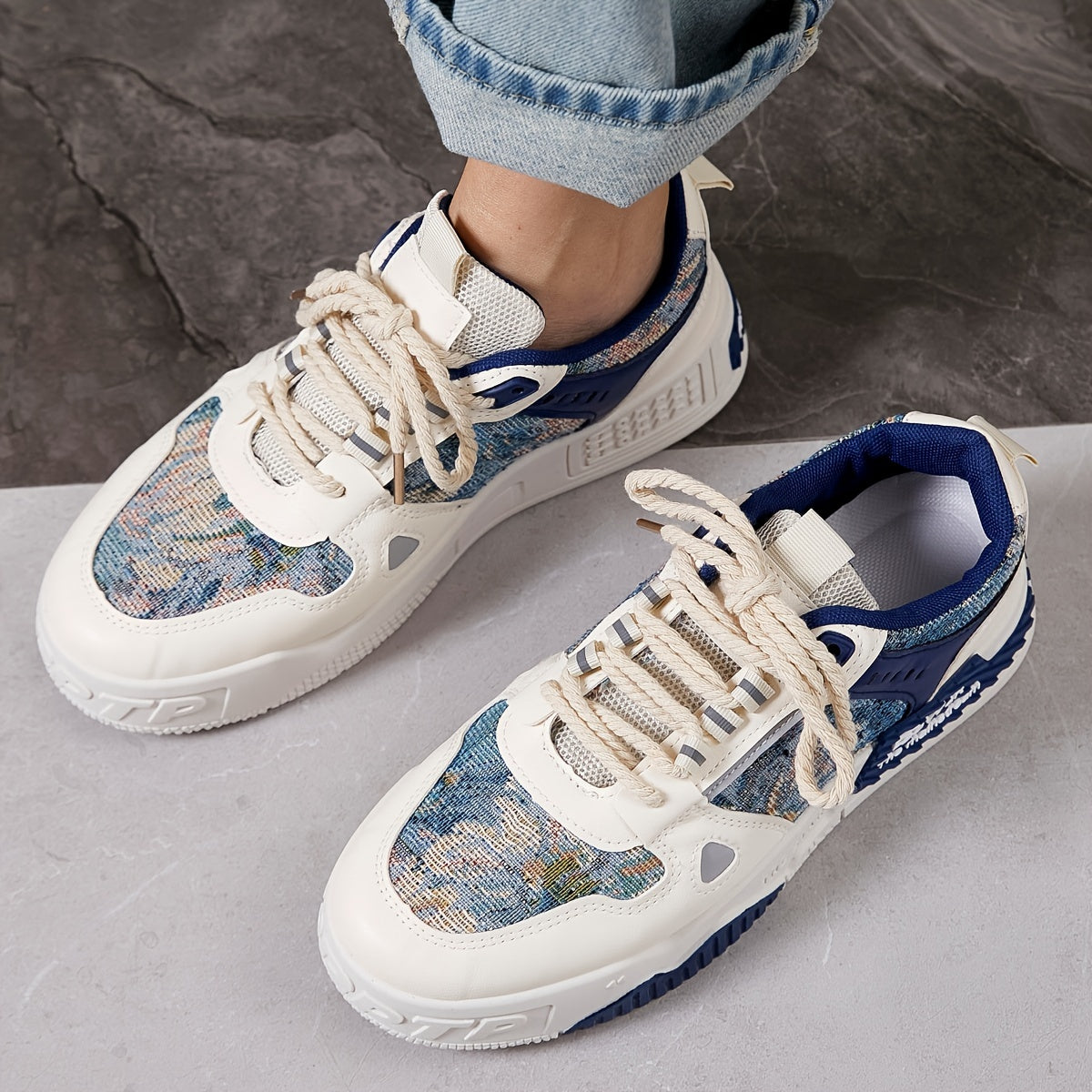 Men's Trendy All-Season Sneakers - Breathable, Non-Slip Casual  Sport Shoes with Thick Platform Sole, Lace-Up Design, Fashion Sneakers