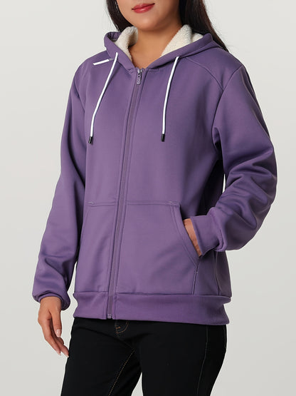 Women'S Heavyweight Winter Jacket - Thermal Insulated Cold Weather Coat with Full-Zip Closure, Large Front Pockets - Purple Outerwear for Everyday & Formal Events - Non-Stretchy Polyester Fabric - Easy-Care Ladies Outerwear,