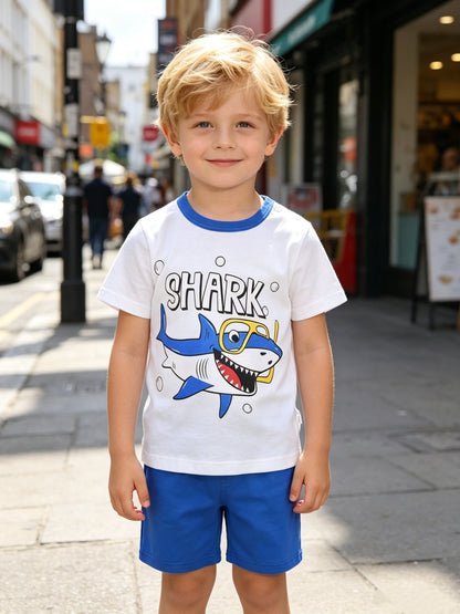 Boys' Casual Summer Cotton Set with Shark Print