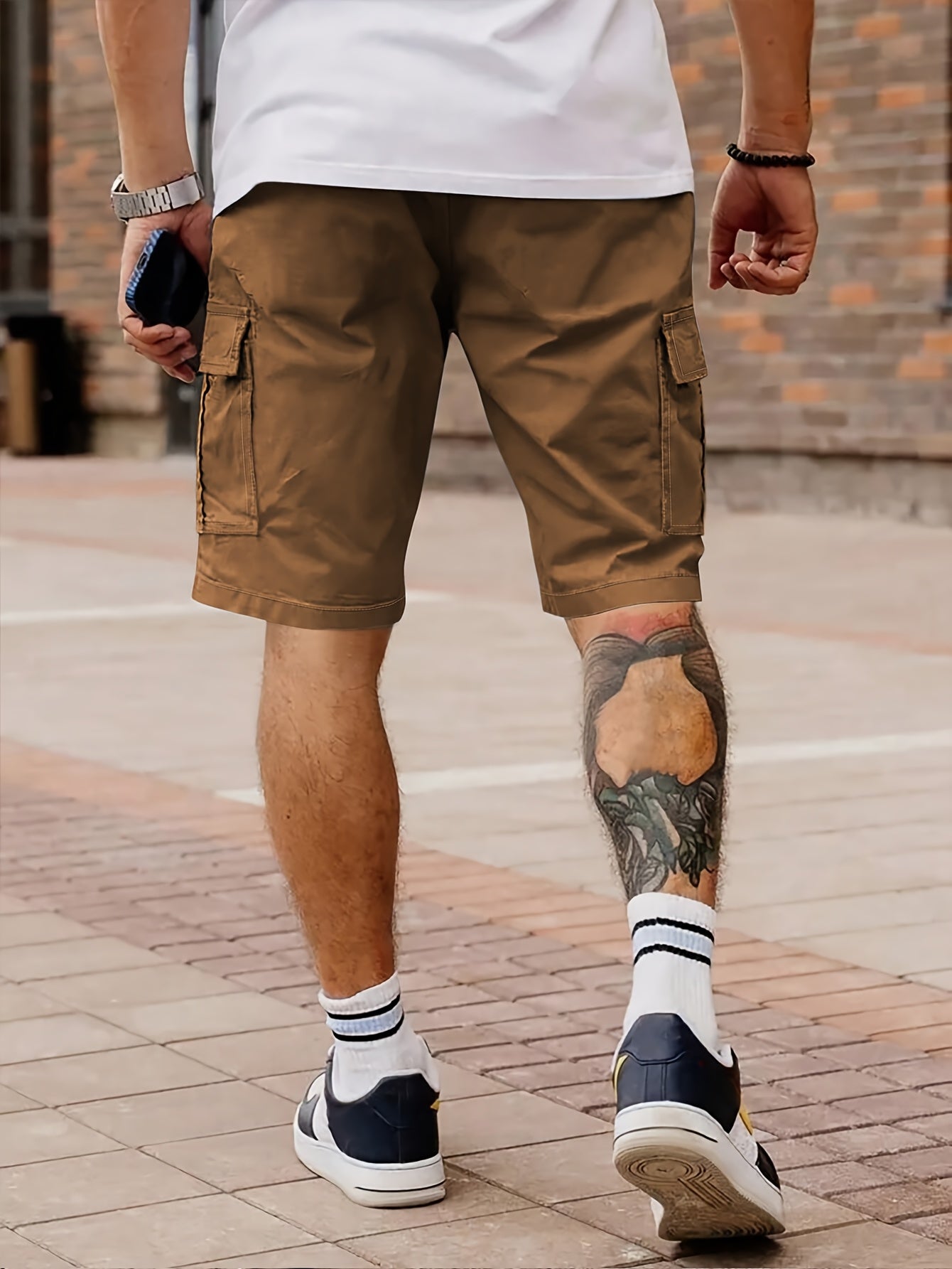 Men's Casual Summer Cargo Shorts with Elastic Waist and Pockets