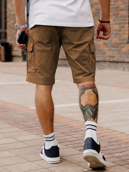 Men's Casual Summer Cargo Shorts with Elastic Waist and Pockets