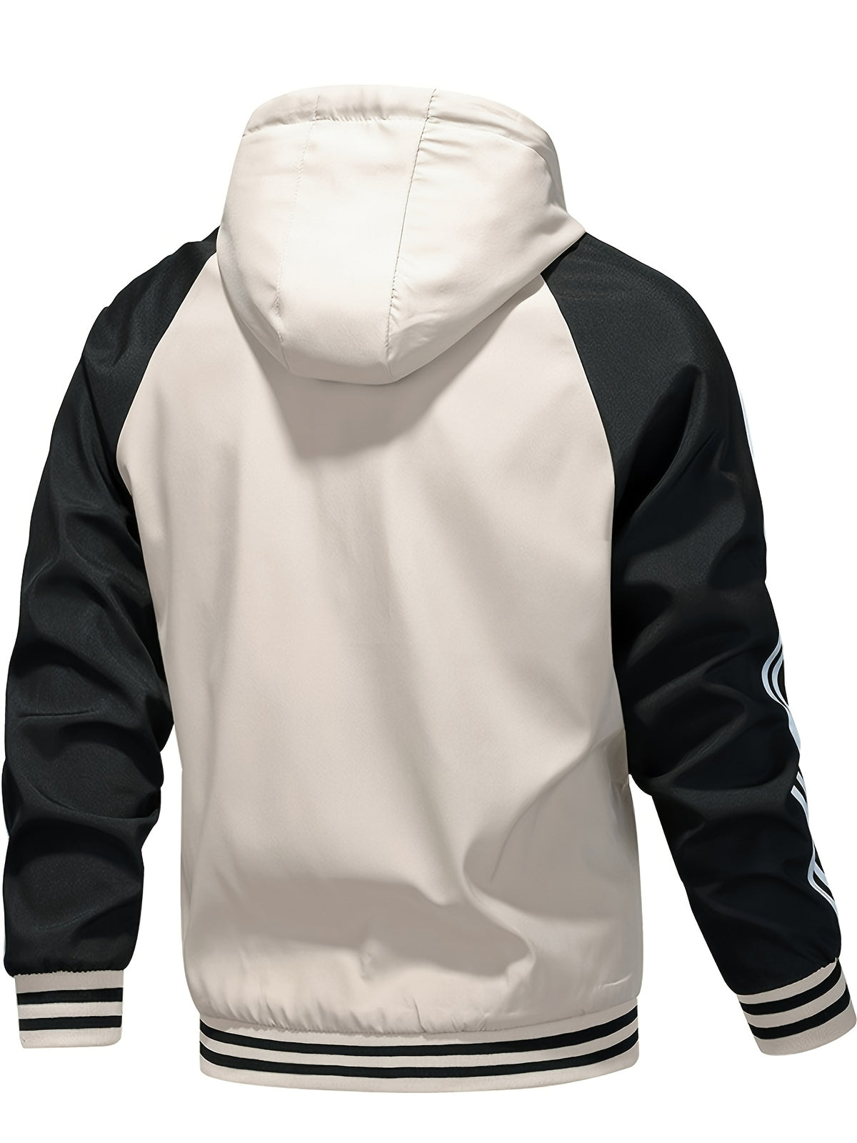 Men's Hooded Color Block Zipper Coat for Spring & Autumn