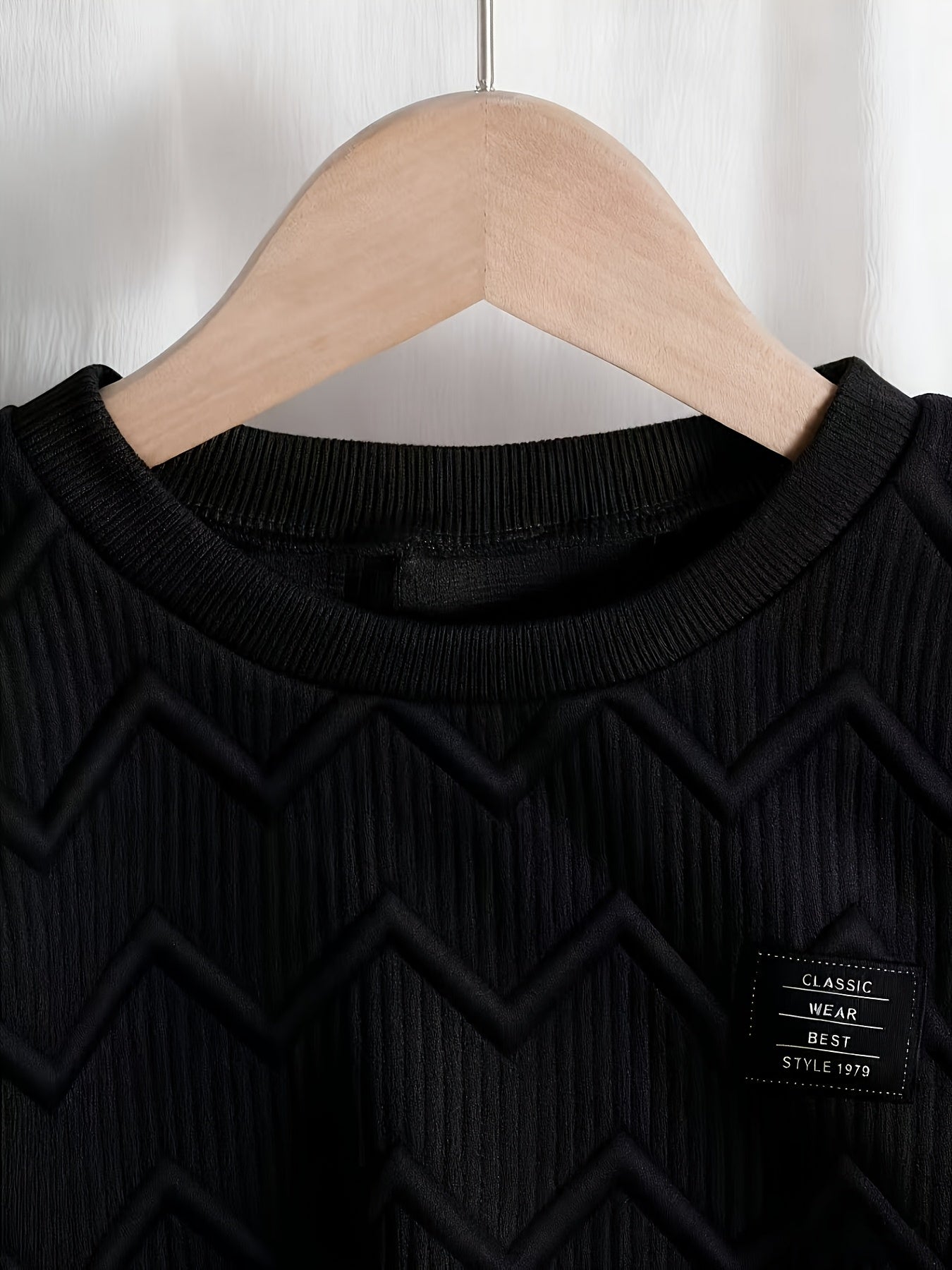 Boys' Casual Sweatshirt with Embossed Stripes for Spring Fall
