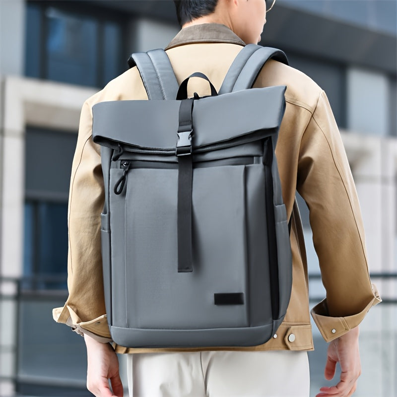 Casual Roll-Top Oxford Backpack for Men, College & Commuting
