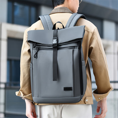 Casual Roll-Top Oxford Backpack for Men, College & Commuting